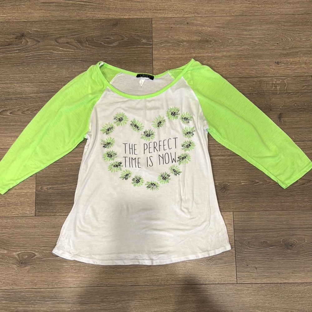 ***6 for $20$20***Lime Green and White Raglan Shirt